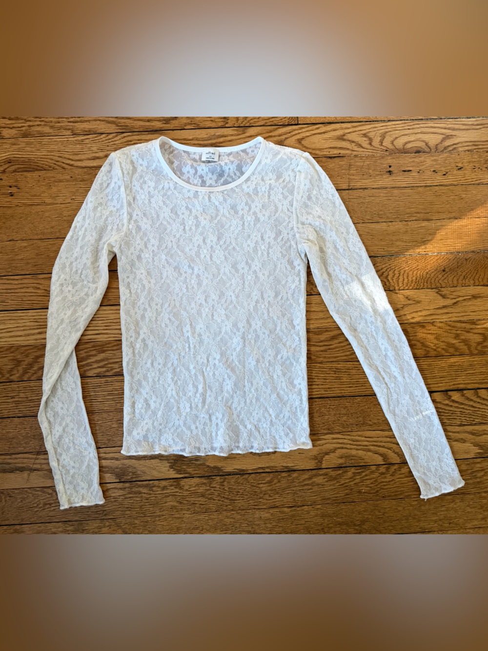Wilfred White Lace Long-Sleeve Top - Size XS